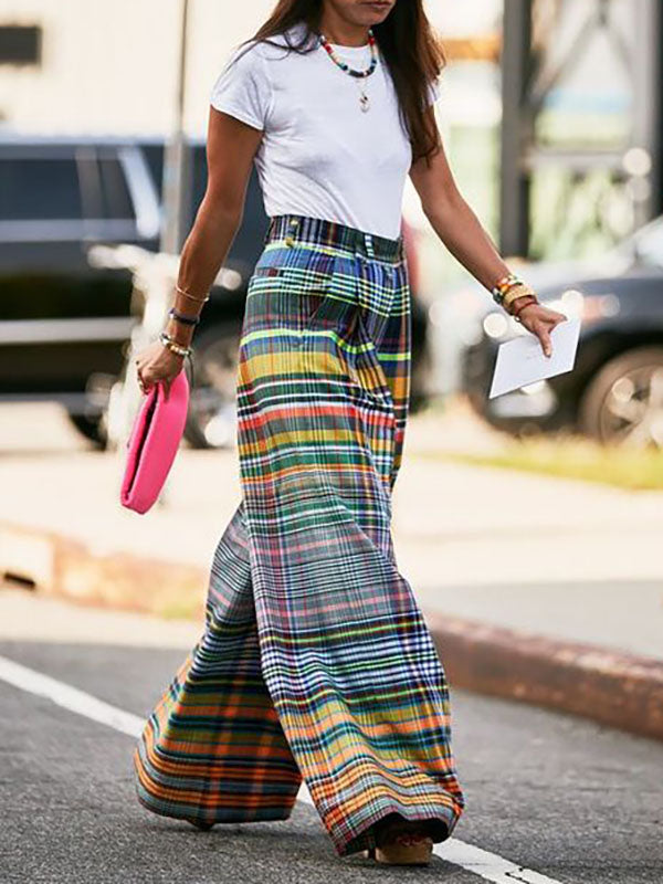 Margaret | Loose Fit Wide Leg Printed Casual Pants