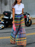 Margaret | Loose Fit Wide Leg Printed Casual Pants