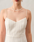 Mariana | Textured Pearl Strap Wedding Guest Midi Dress