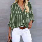 Marina | Relaxed Fit Striped Long Sleeve Button Top