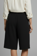 Martina | Elastic Waist Wide Leg Button Shorts