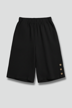 Martina | Elastic Waist Wide Leg Button Shorts