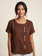 Matilda | Relaxed Fit Round Neck Button Blouse