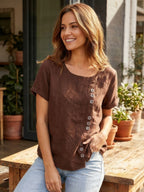 Matilda | Relaxed Fit Round Neck Button Blouse