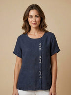 Matilda | Relaxed Fit Round Neck Button Blouse