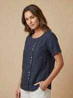 Matilda | Relaxed Fit Round Neck Button Blouse