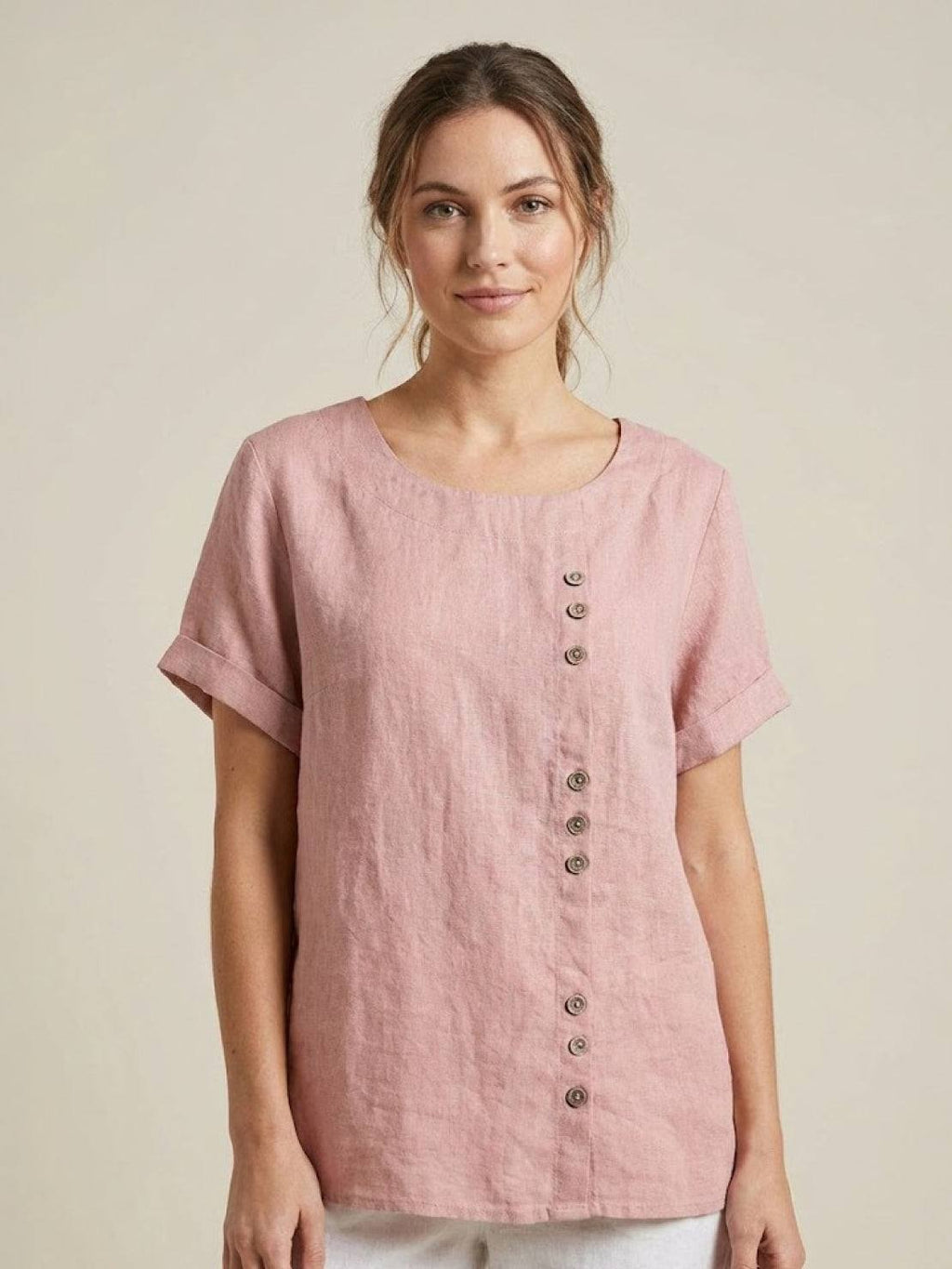 Matilda | Relaxed Fit Round Neck Button Blouse