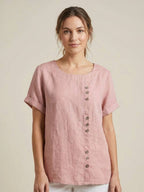 Matilda | Relaxed Fit Round Neck Button Blouse