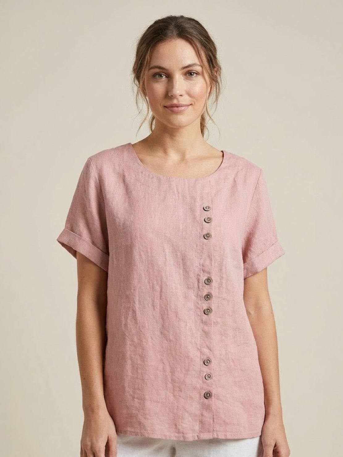 Matilda | Relaxed Fit Round Neck Button Blouse