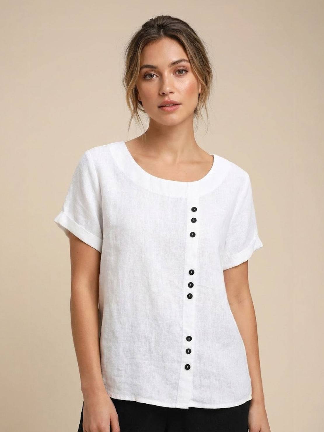 Matilda | Relaxed Fit Round Neck Button Blouse