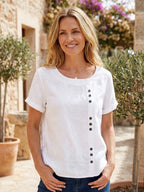 Matilda | Relaxed Fit Round Neck Button Blouse