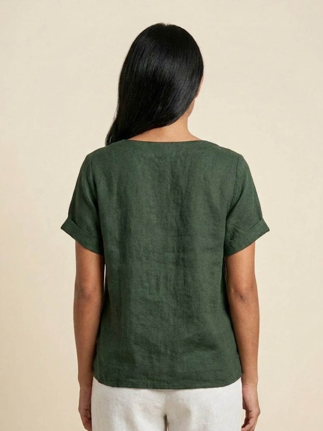 Matilda | Relaxed Fit Round Neck Button Blouse