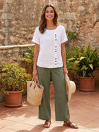 Matilda | Relaxed Fit Round Neck Button Blouse