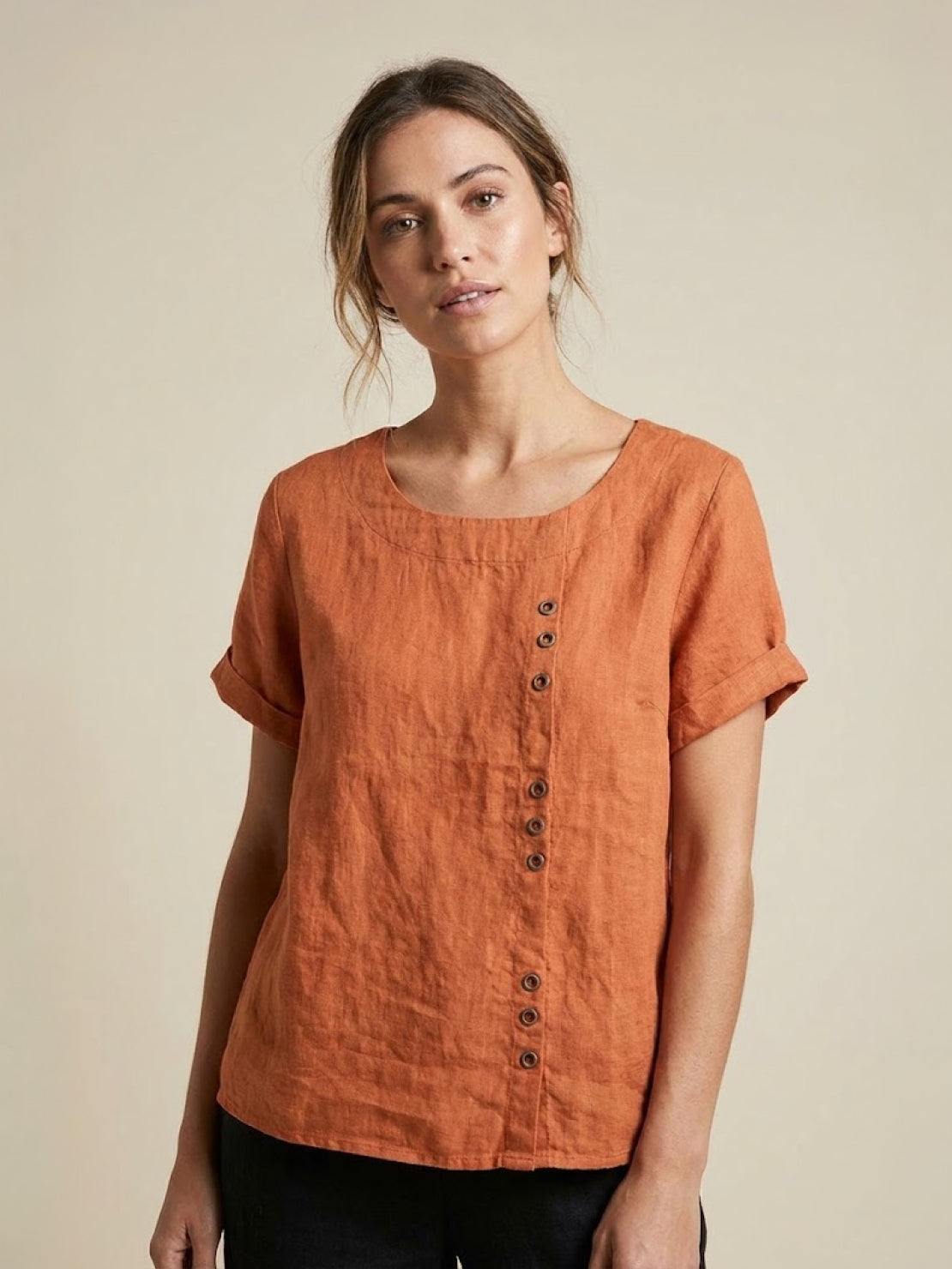 Matilda | Relaxed Fit Round Neck Button Blouse