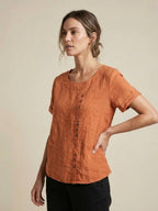 Matilda | Relaxed Fit Round Neck Button Blouse