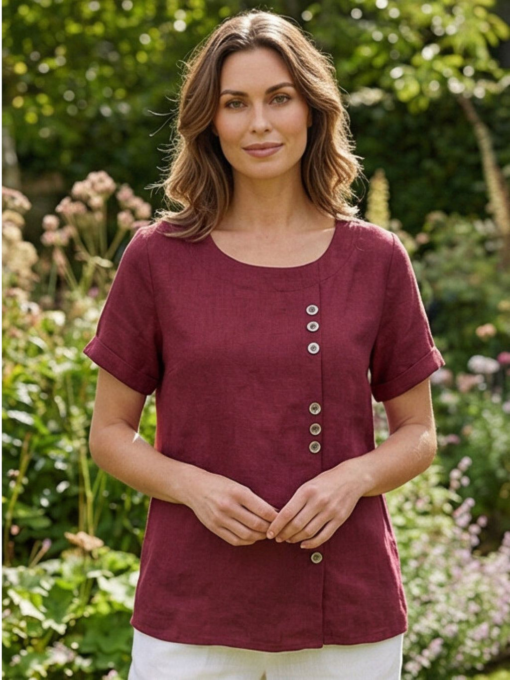 Matilda | Relaxed Fit Round Neck Button Blouse