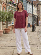 Matilda | Relaxed Fit Round Neck Button Blouse