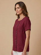 Matilda | Relaxed Fit Round Neck Button Blouse