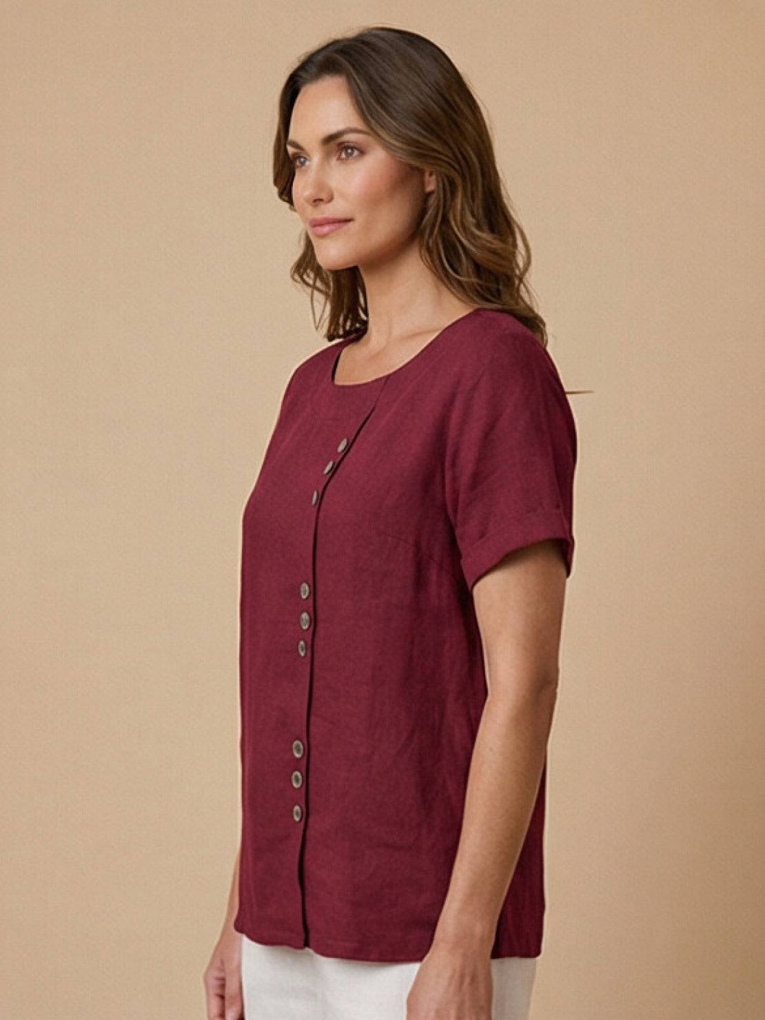Matilda | Relaxed Fit Round Neck Button Blouse