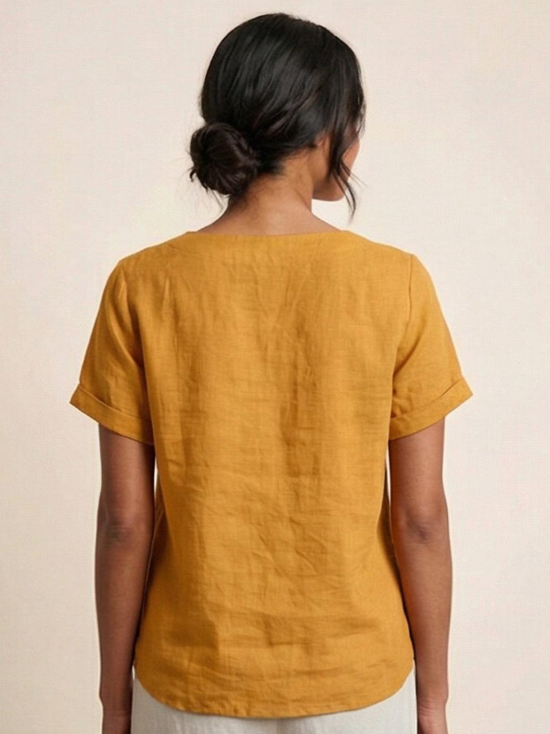 Matilda | Relaxed Fit Round Neck Button Blouse