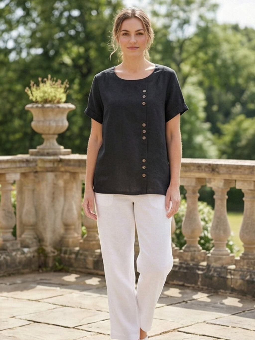 Matilda | Relaxed Fit Round Neck Button Blouse