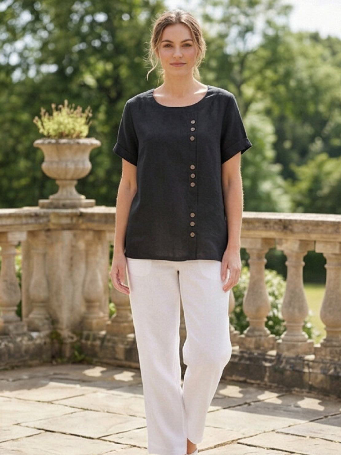 Matilda | Relaxed Fit Round Neck Button Blouse