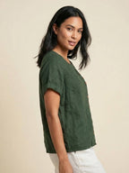 Matilda | Relaxed Fit Round Neck Button Blouse