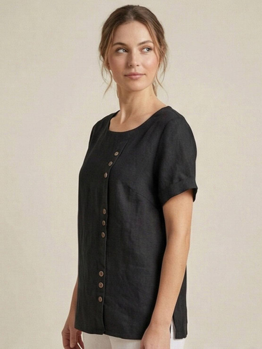 Matilda | Relaxed Fit Round Neck Button Blouse