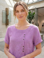 Matilda | Relaxed Fit Round Neck Button Blouse
