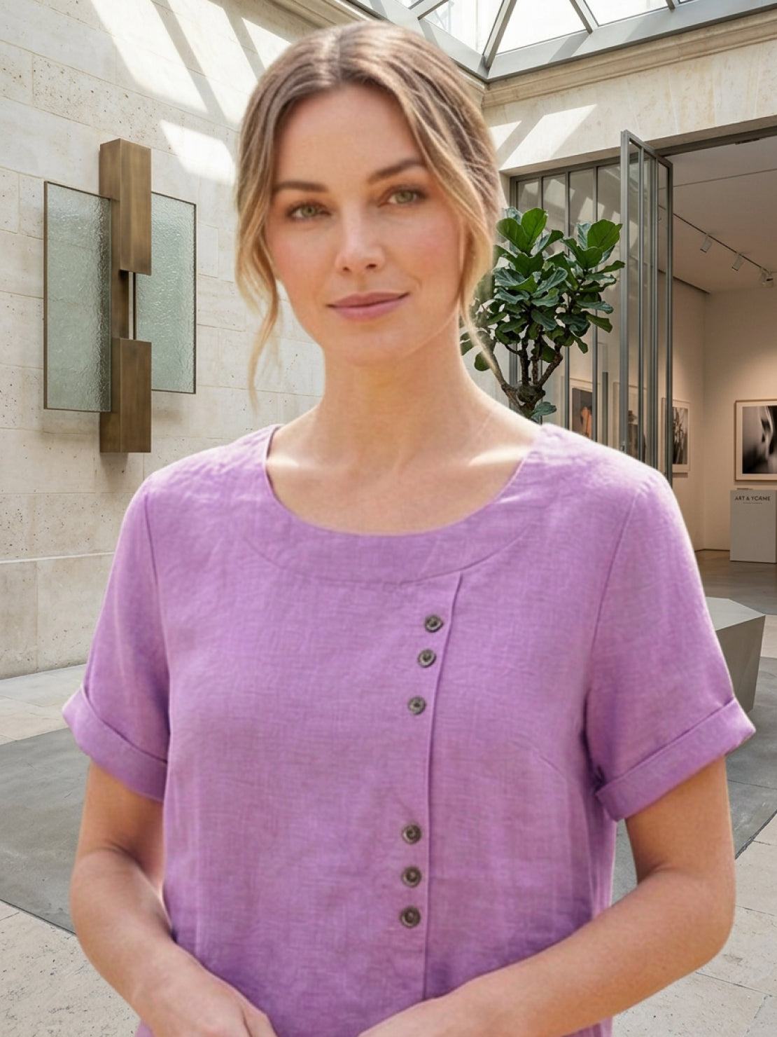 Matilda | Relaxed Fit Round Neck Button Blouse