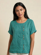 Matilda | Relaxed Fit Round Neck Button Blouse
