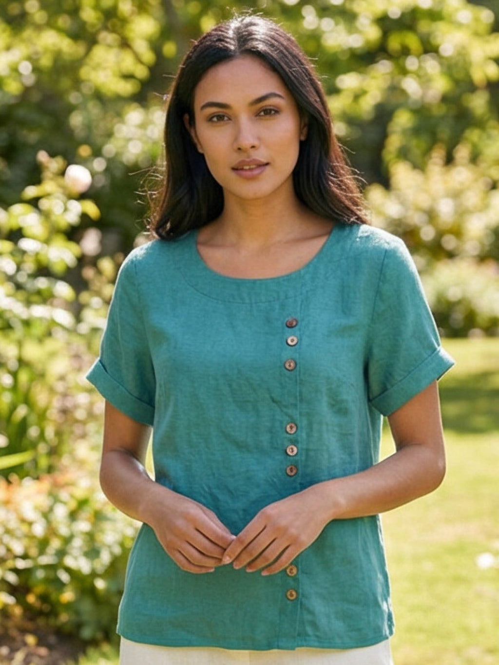 Matilda | Relaxed Fit Round Neck Button Blouse