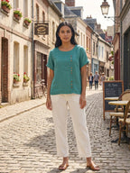 Matilda | Relaxed Fit Round Neck Button Blouse