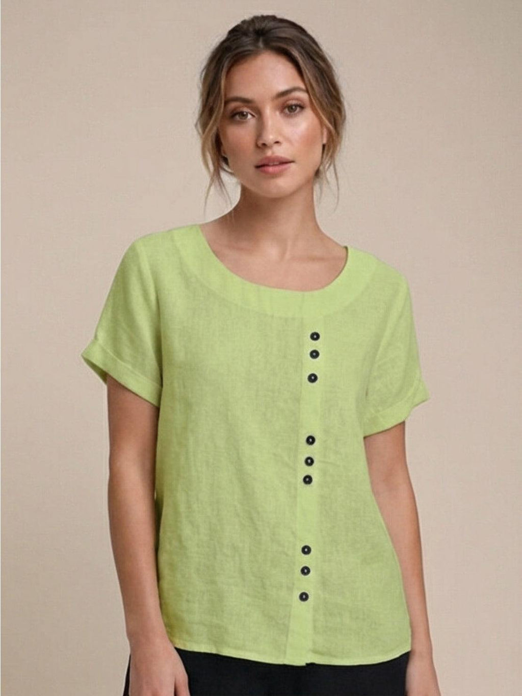 Matilda | Relaxed Fit Round Neck Button Blouse