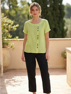 Matilda | Relaxed Fit Round Neck Button Blouse