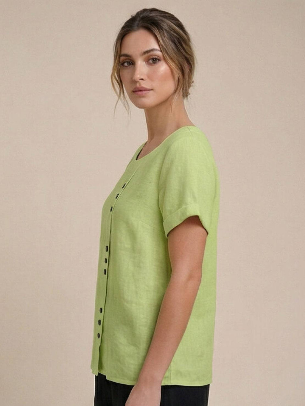 Matilda | Relaxed Fit Round Neck Button Blouse