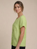 Matilda | Relaxed Fit Round Neck Button Blouse