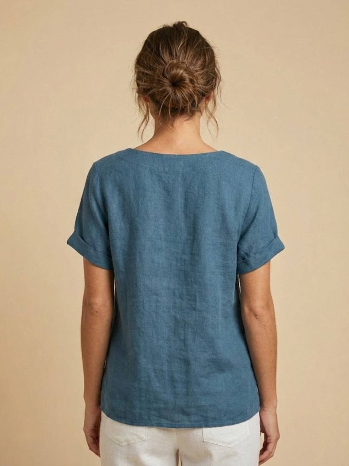 Matilda | Relaxed Fit Round Neck Button Blouse