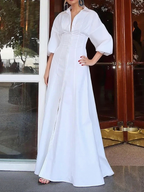 Maude | Loose Fit High Waisted Buttoned Lapel Maxi Dress
