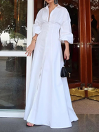 Maude | Loose Fit High Waisted Buttoned Lapel Maxi Dress