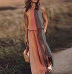 Maura | Sleeveless Elastic Waist Bohemian Maxi Dress
