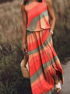 Maura | Sleeveless Elastic Waist Bohemian Maxi Dress