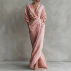 Valeria | Sculpted Fit Maxi Wrap V-Neck Long Sleeve Dress