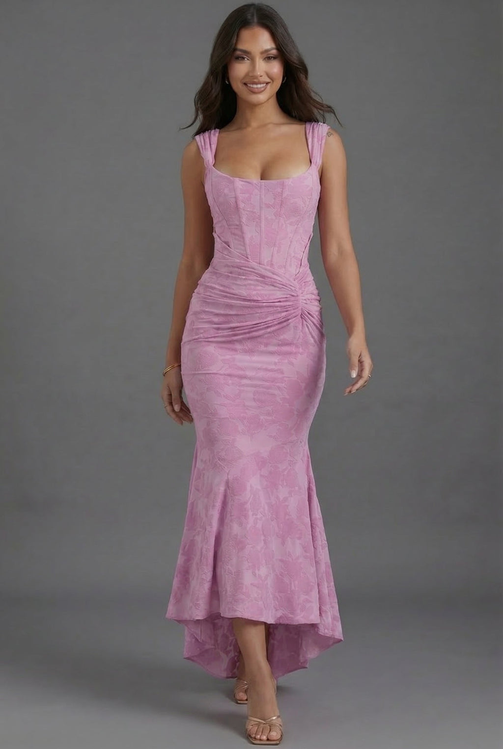 Meadow | Fitted Corset Bodice Maxi Dress with Fishtail Hem
