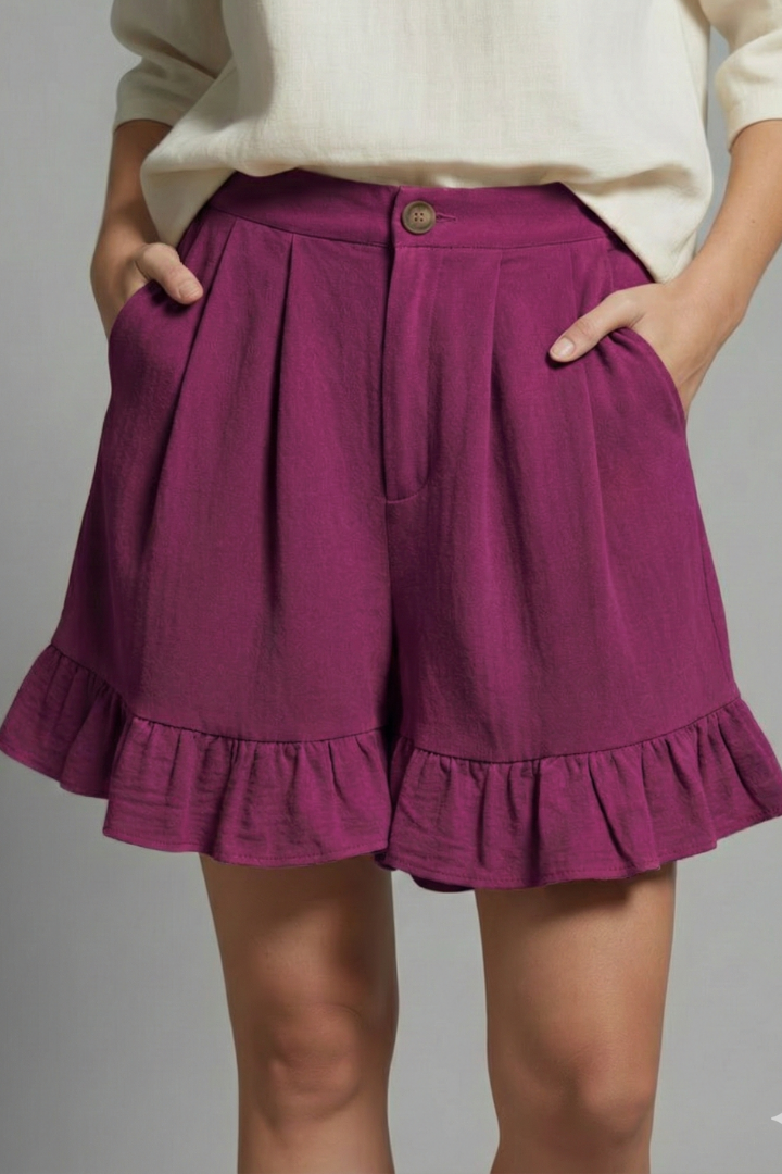 Milana | High Waist Ruffle Hem Casual Shorts