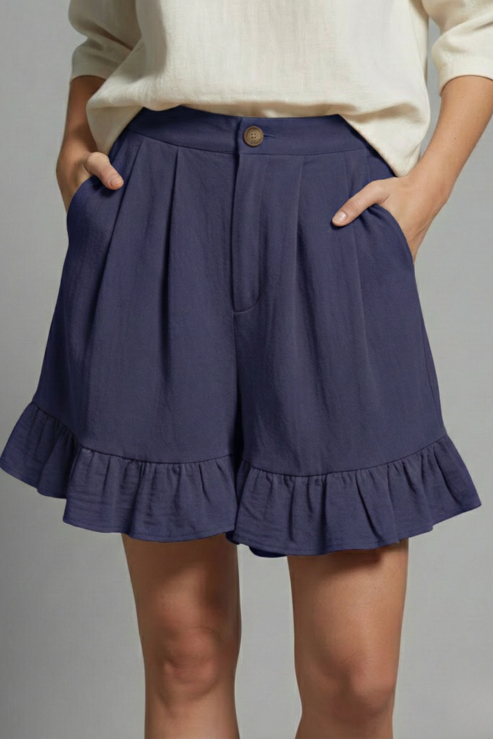 Milana | High Waist Ruffle Hem Casual Shorts