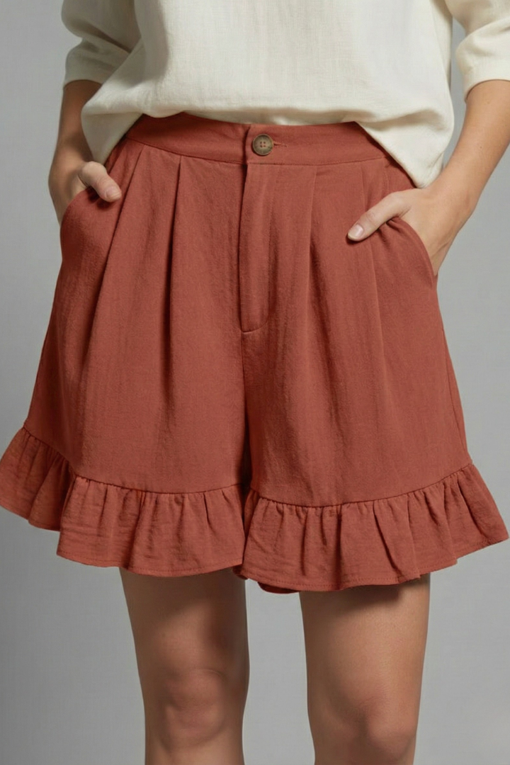 Milana | High Waist Ruffle Hem Casual Shorts