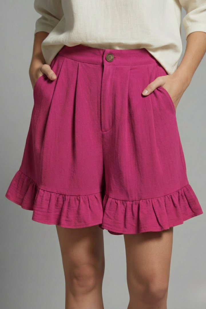 Milana | High Waist Ruffle Hem Casual Shorts