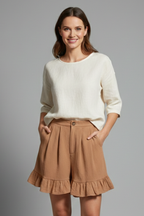 Milana | High Waist Ruffle Hem Casual Shorts