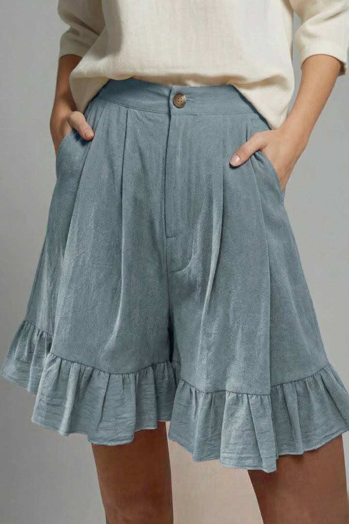 Milana | High Waist Ruffle Hem Casual Shorts
